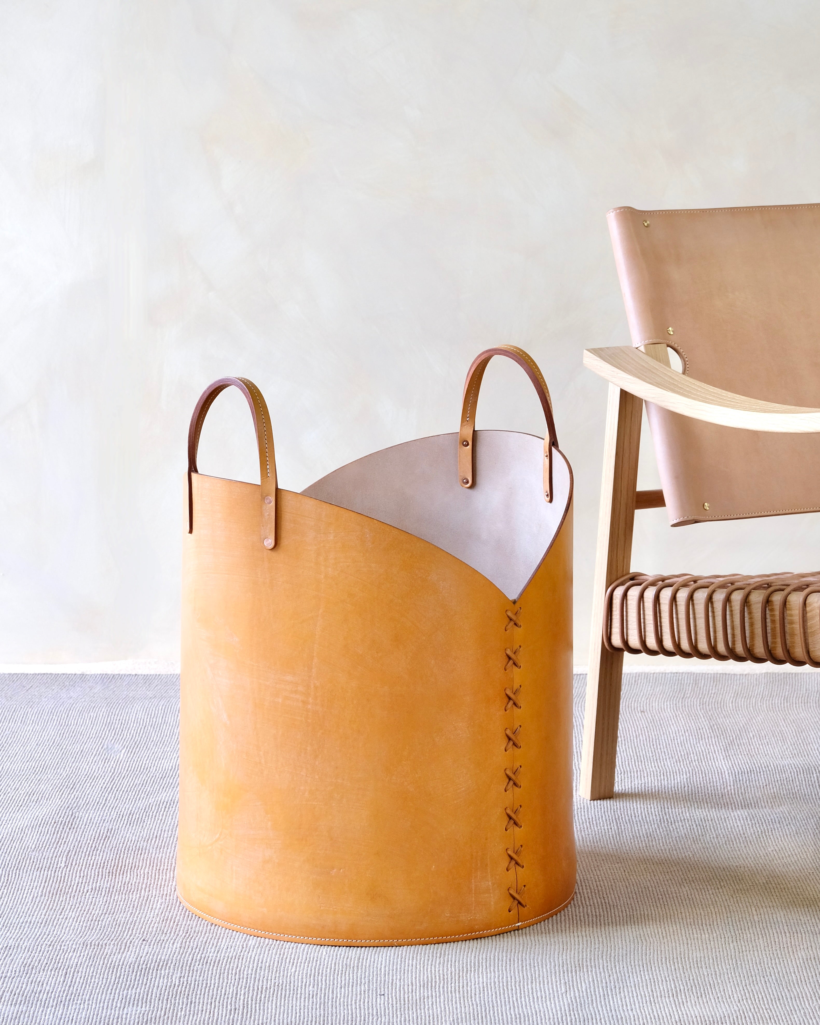 Large Leather Log Basket