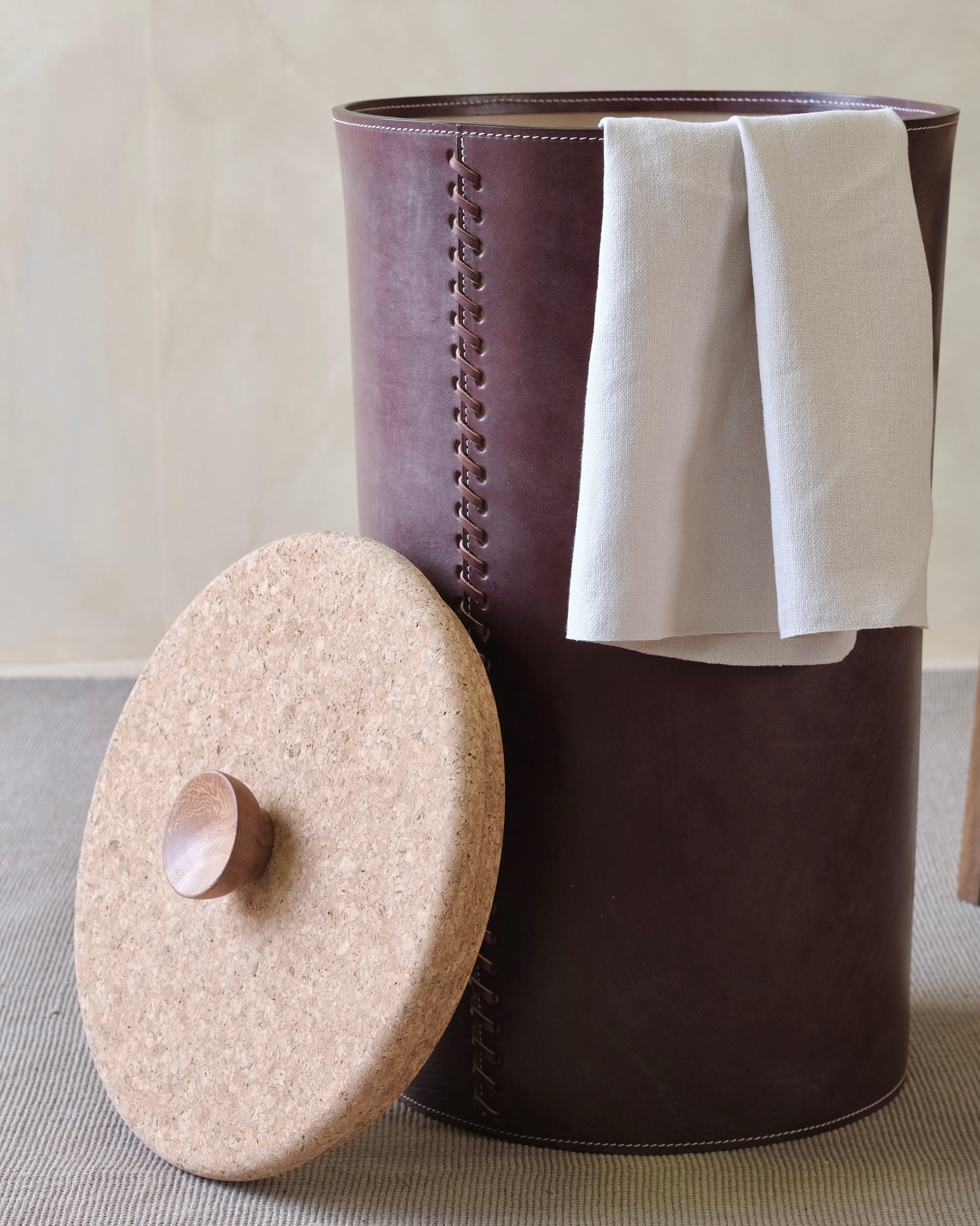 Pithos Leather Laundry Basket