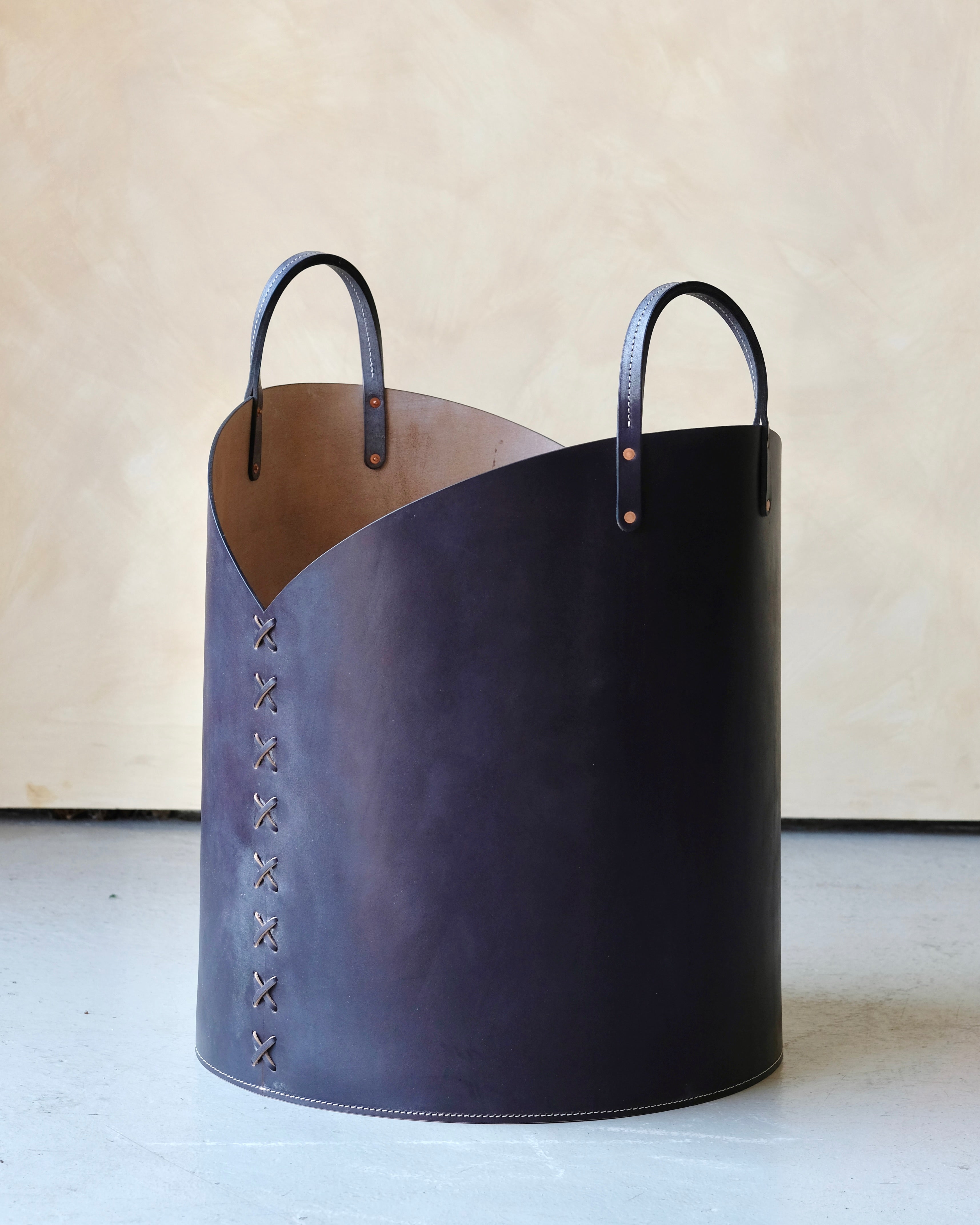 Large Leather Log Basket