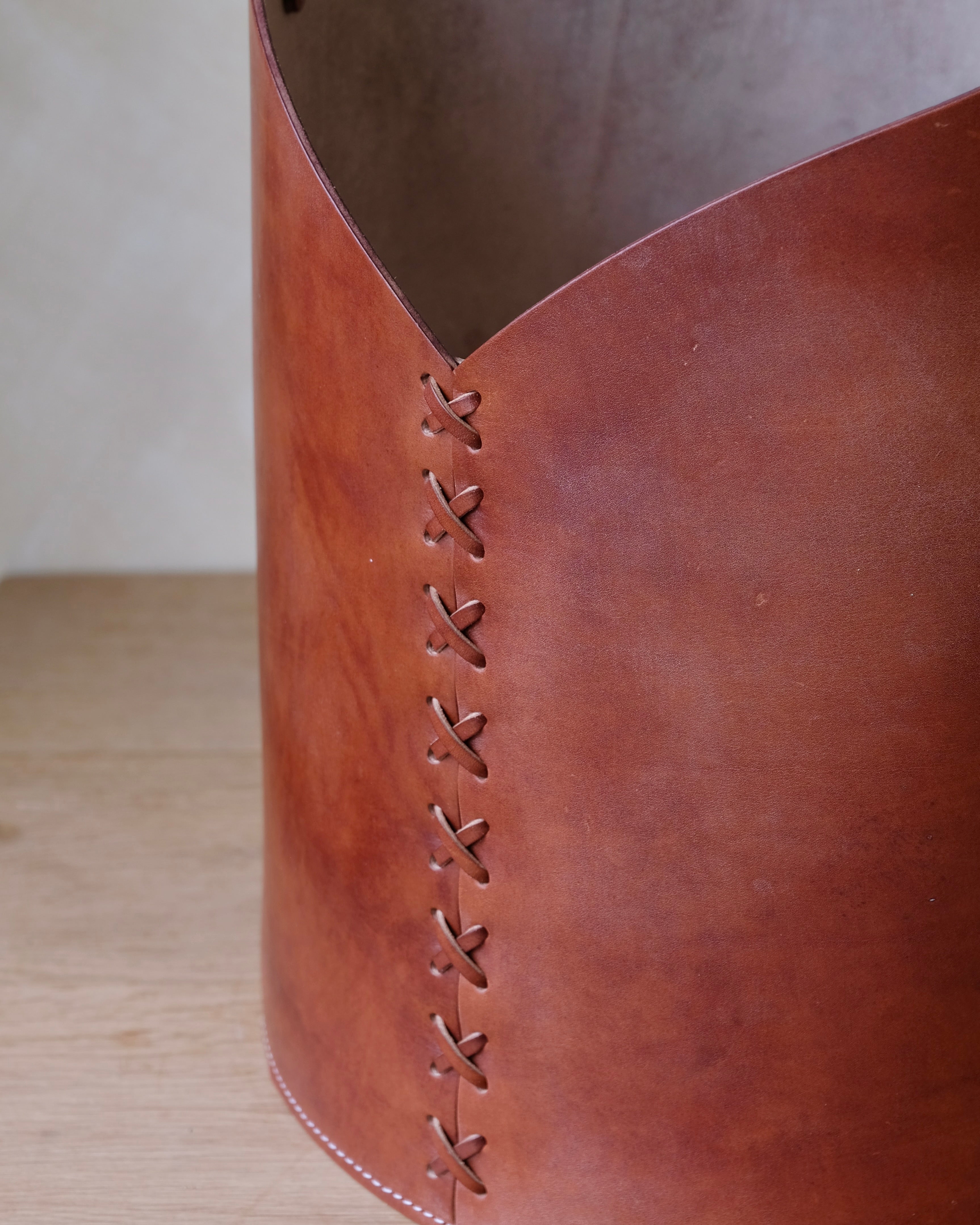 Large Leather Log Basket