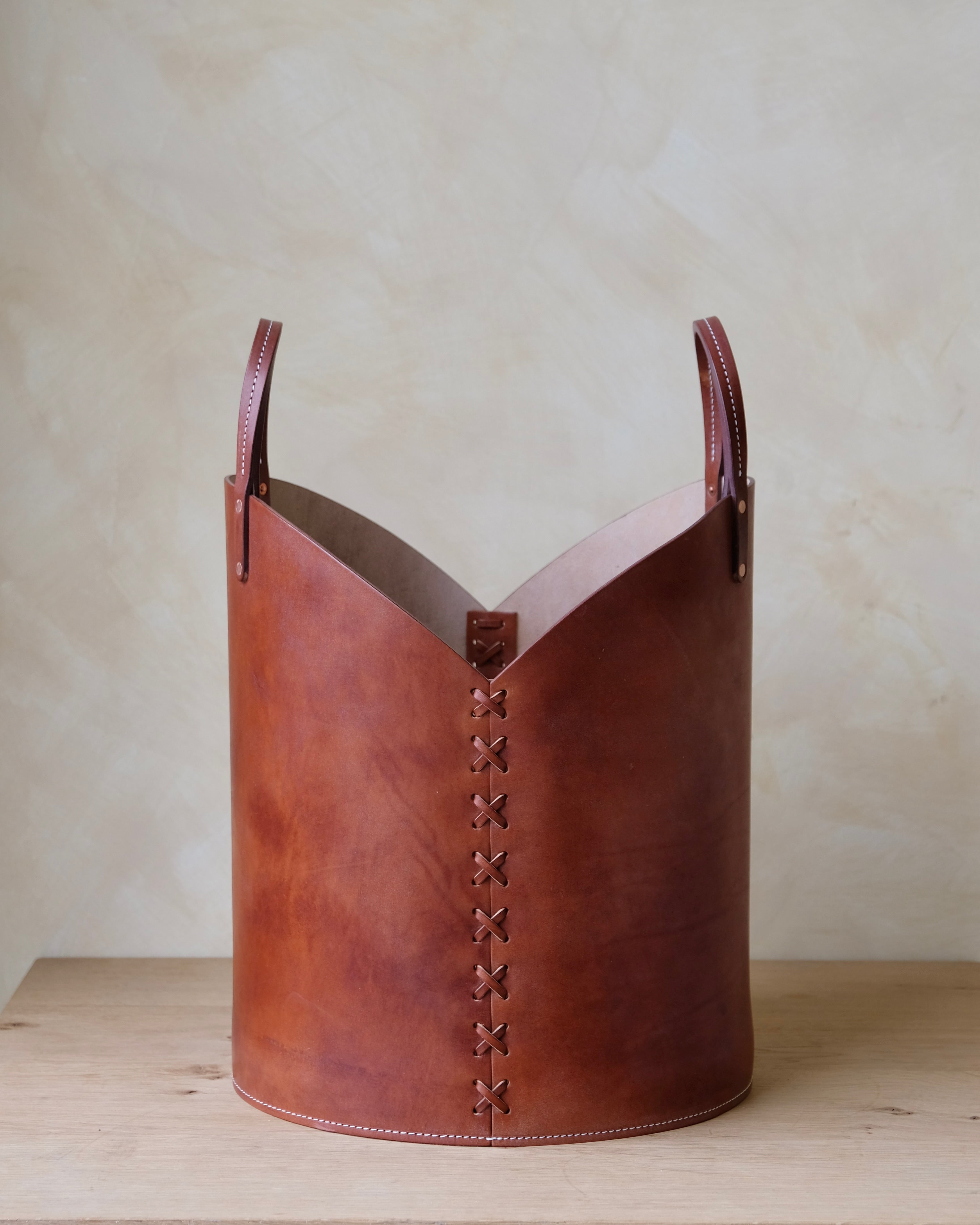 Medium Leather Log Basket