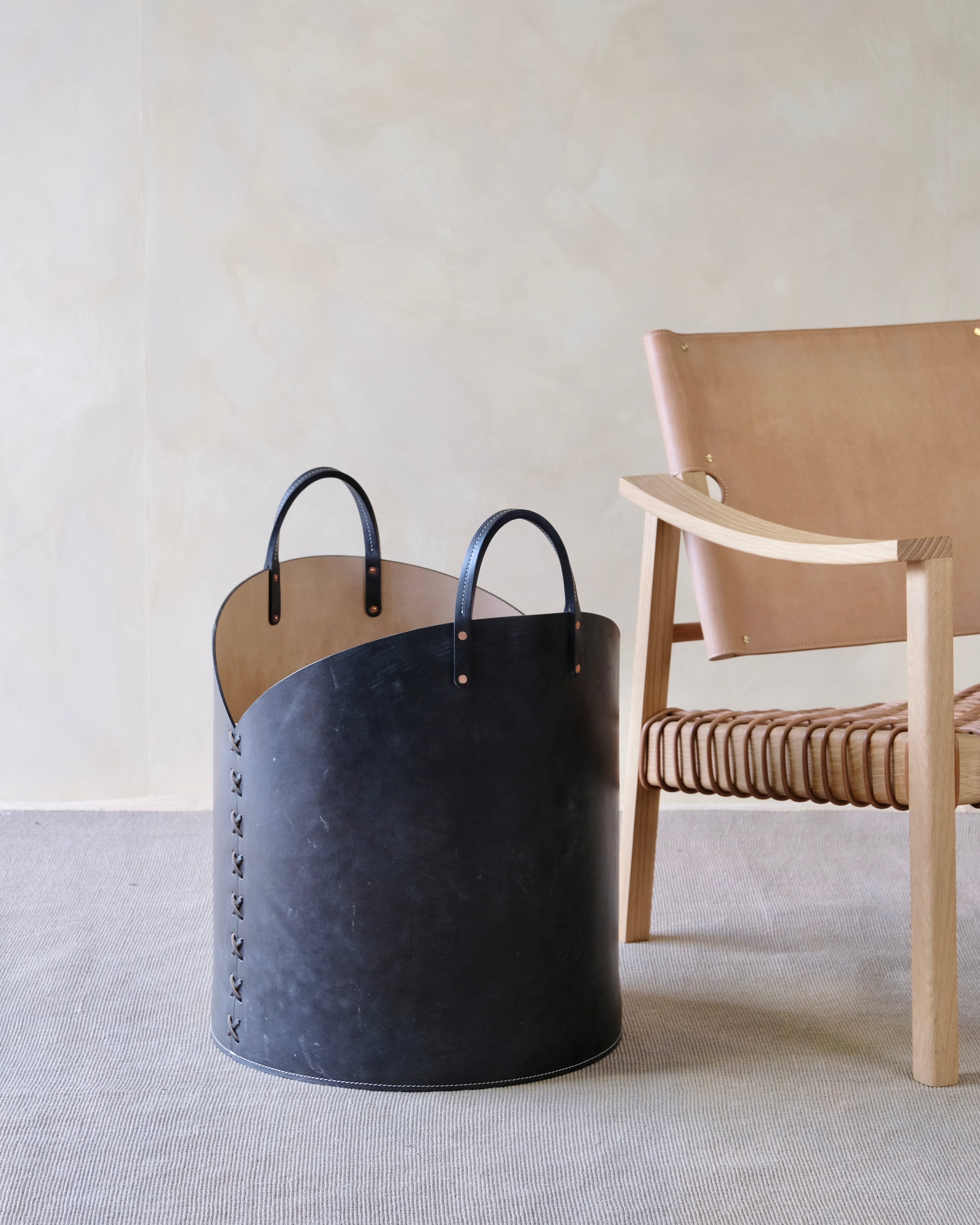 Large Leather Log Basket