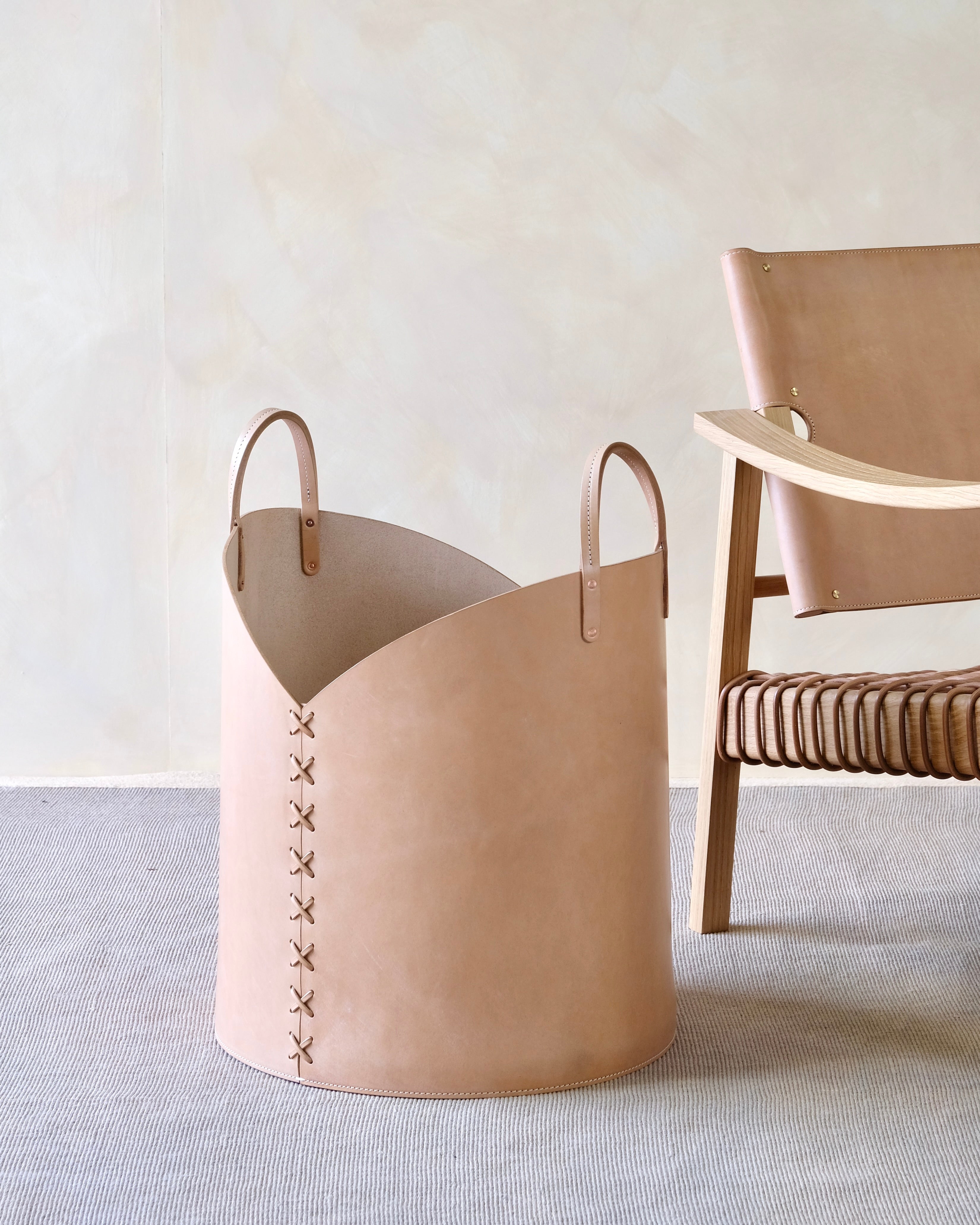 Large Leather Log Basket