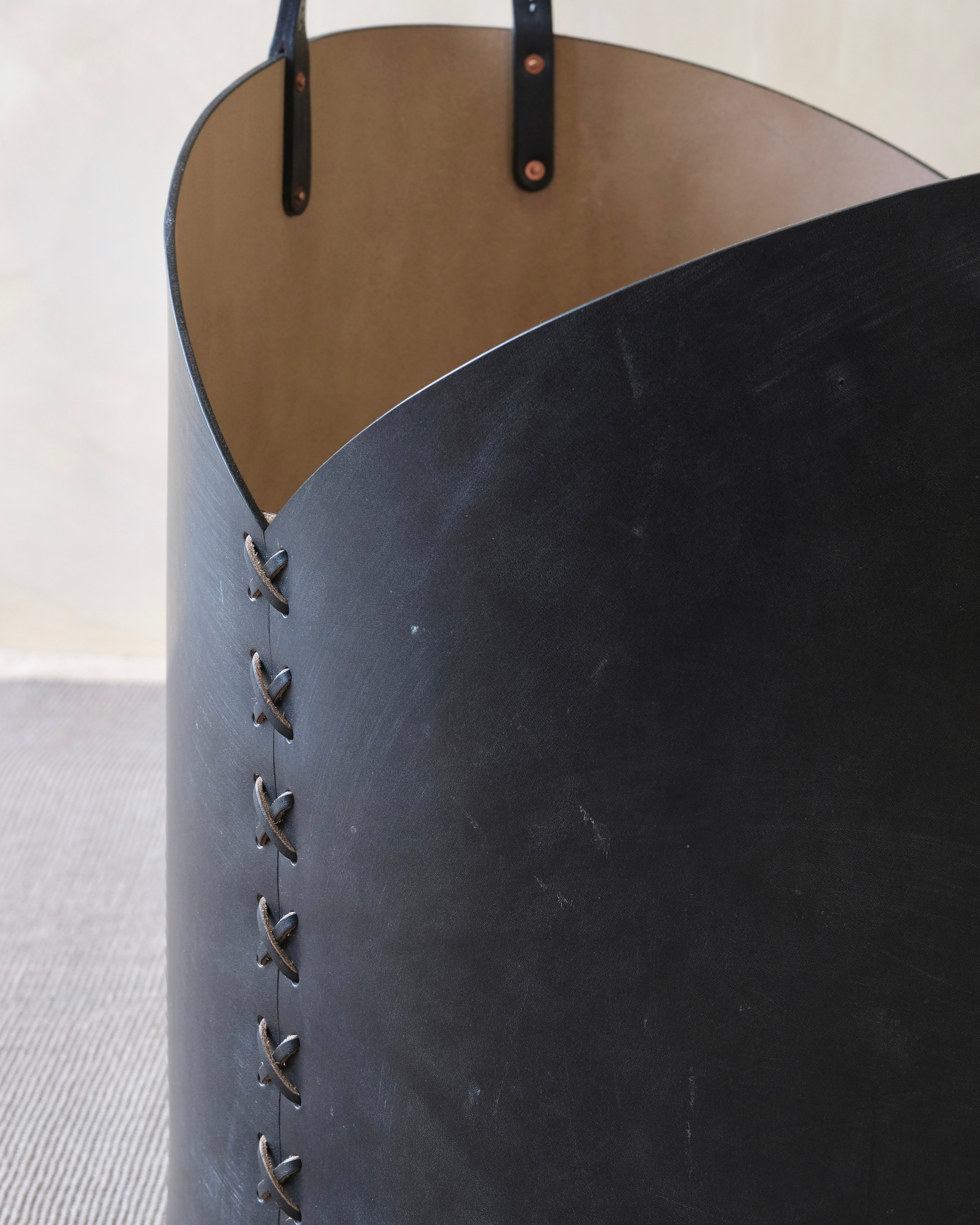 Large Leather Log Basket