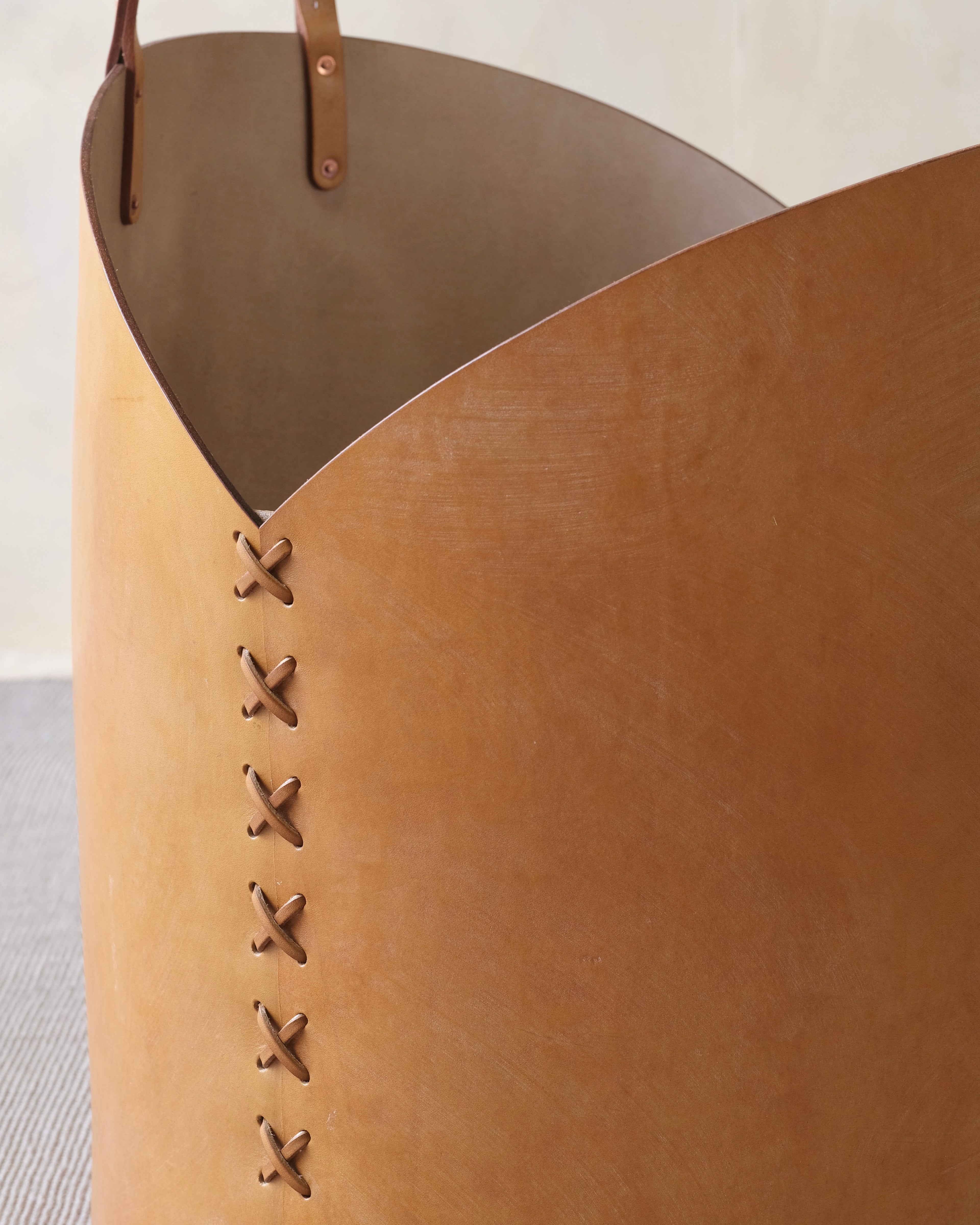 Large Leather Log Basket