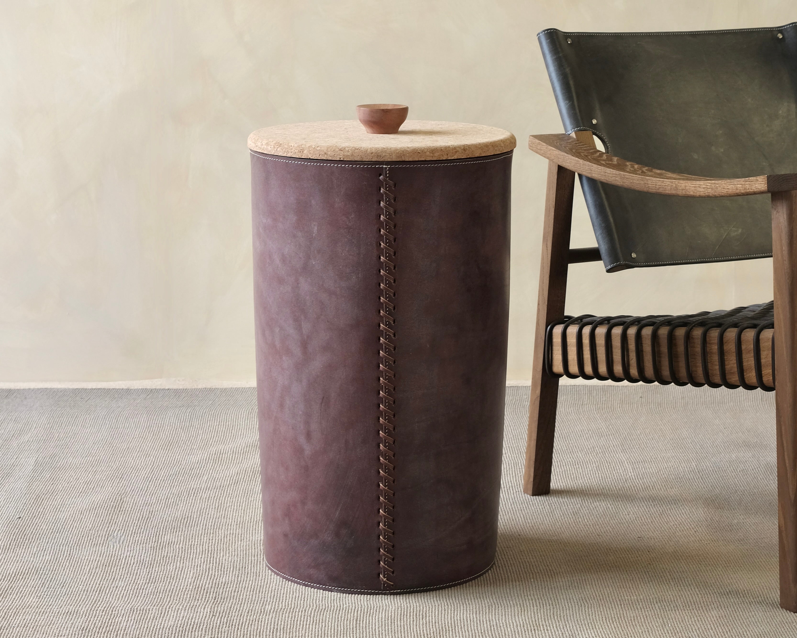 Pithos Leather Laundry Basket