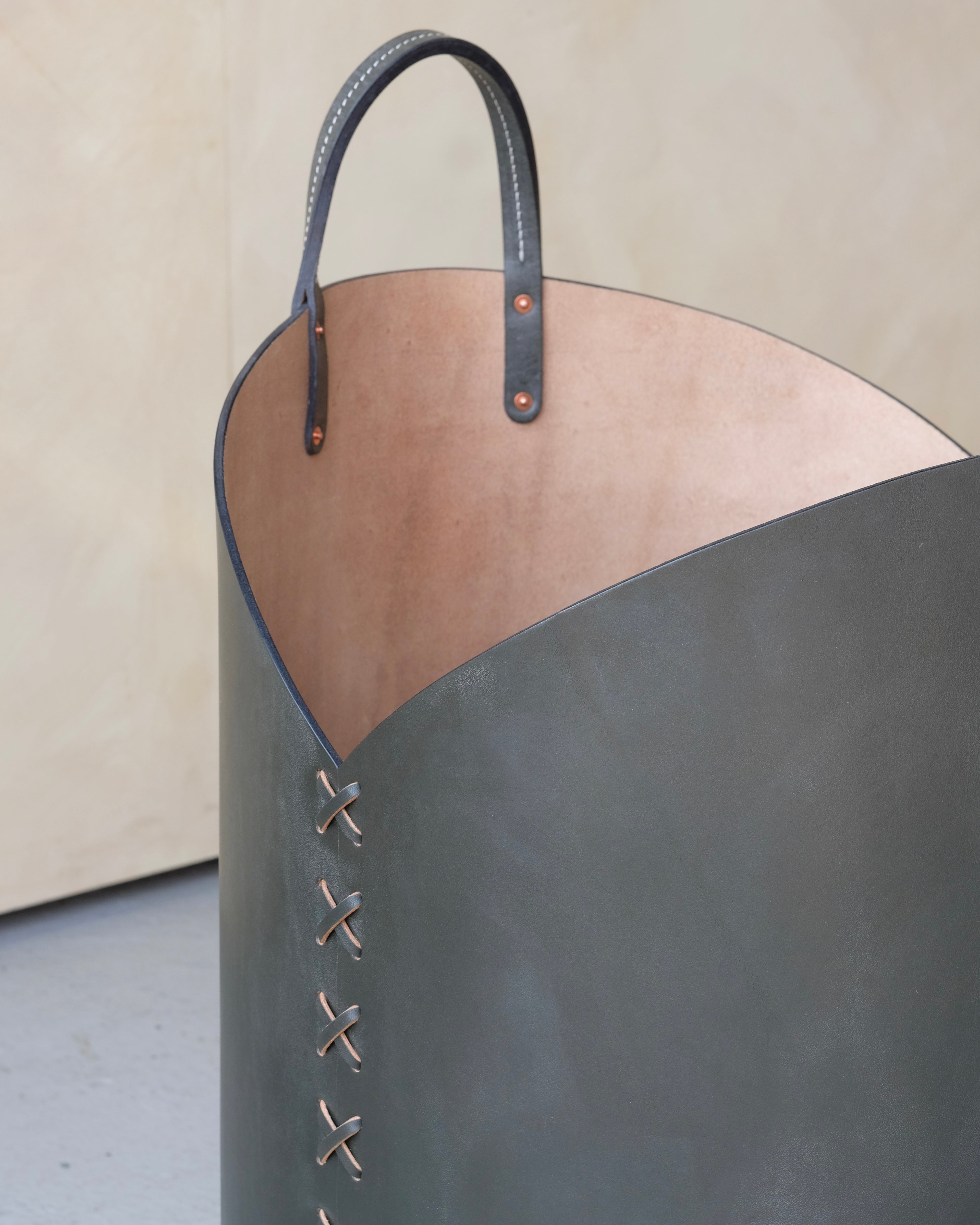 Large Leather Log Basket