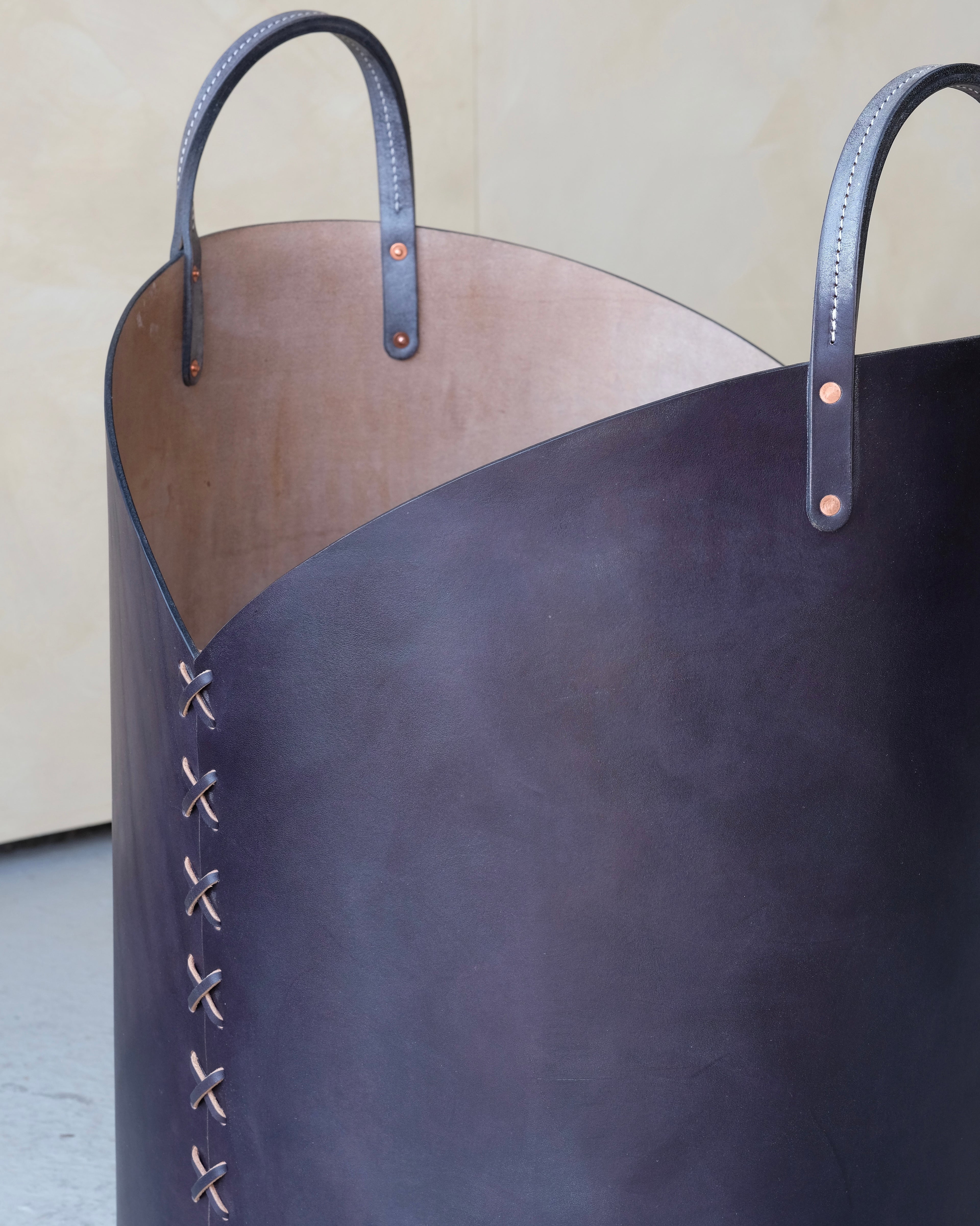 Large Leather Log Basket