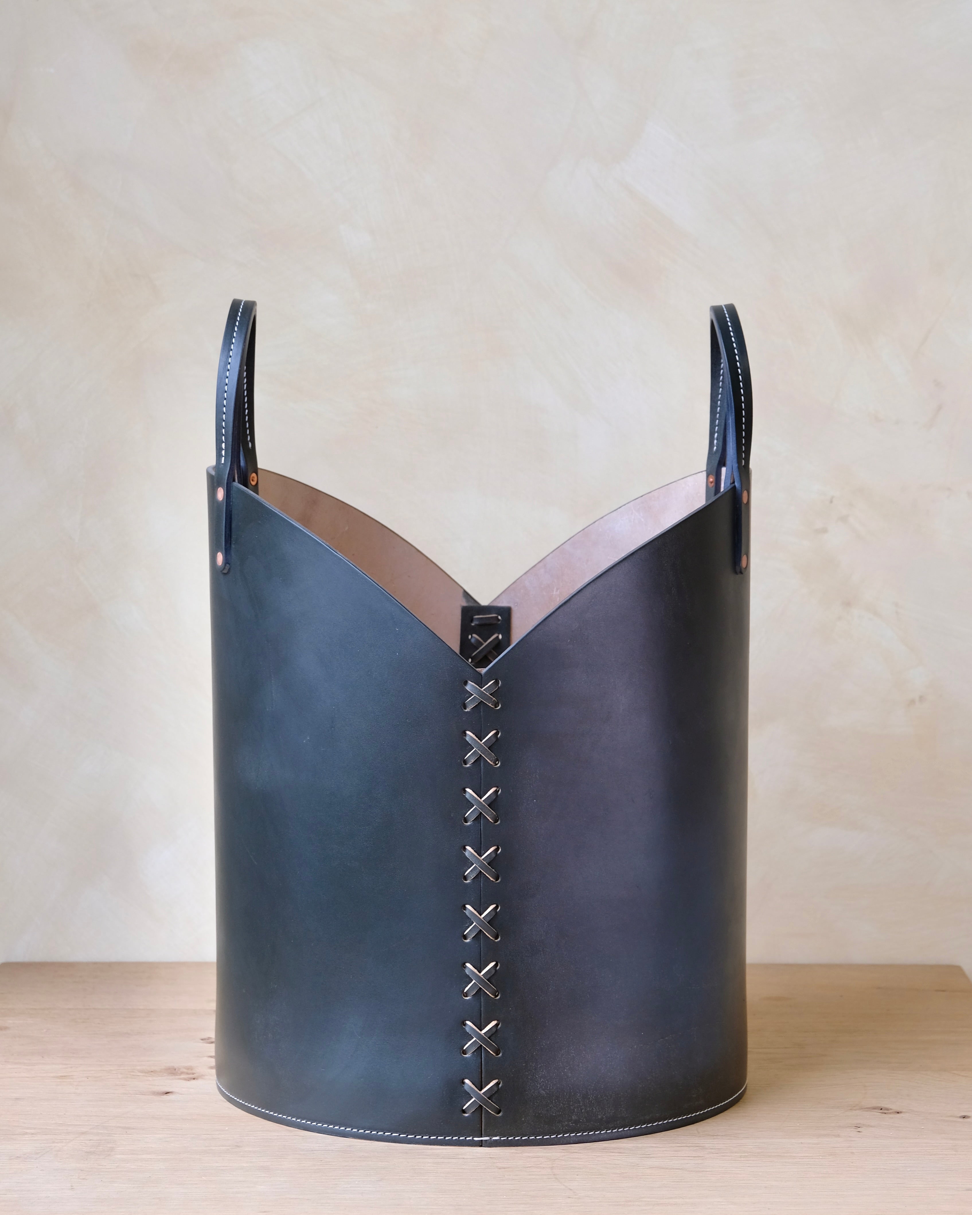 Medium Leather Log Basket