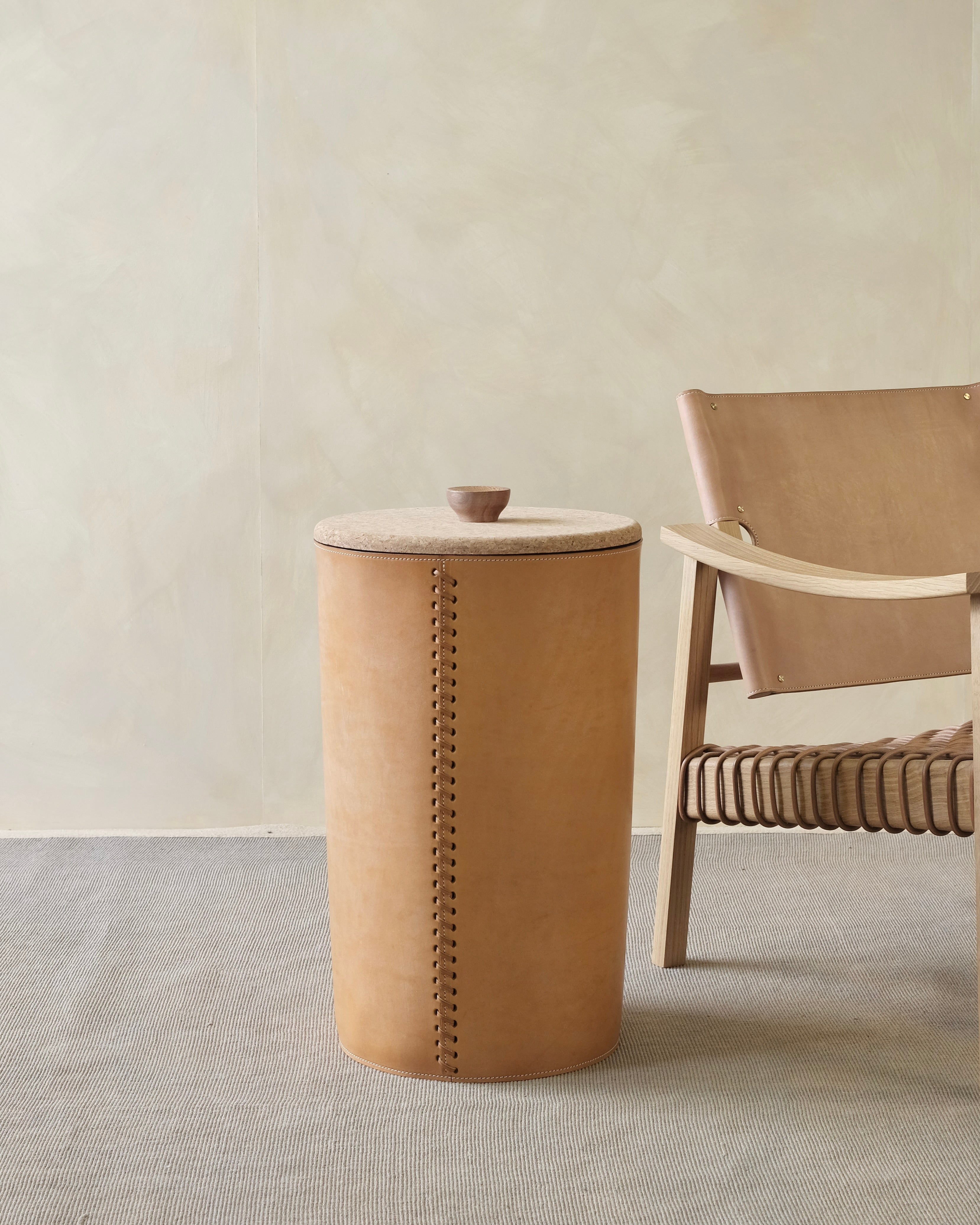 Pithos Leather Laundry Basket