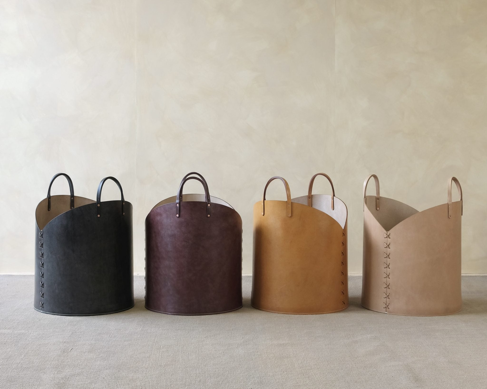 Large Leather Log Basket